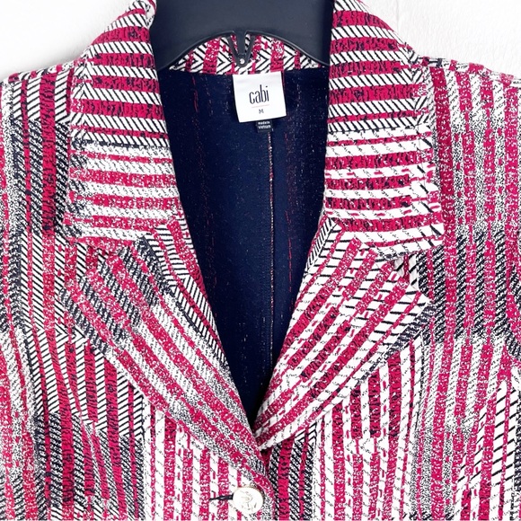 CABI Multicolored Long Sleeves Three Buttons Pockets Patchwork Blazer Medium - Picture 9 of 14